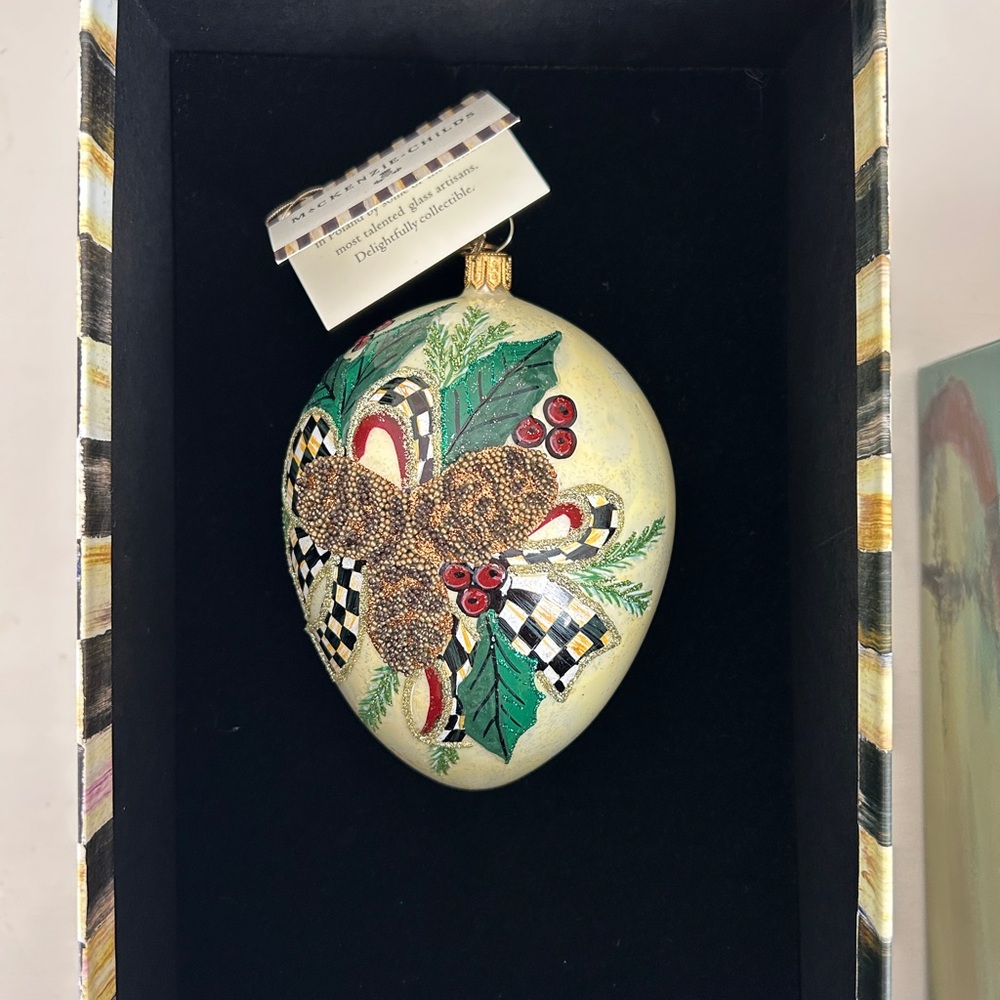 Mackenzie-Childs Pinecone Glass Holiday Ornament